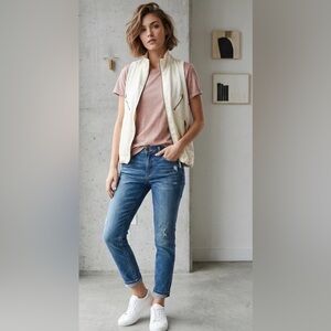 Vintage Versace White Satin Vest with branding/prints on back Size XS